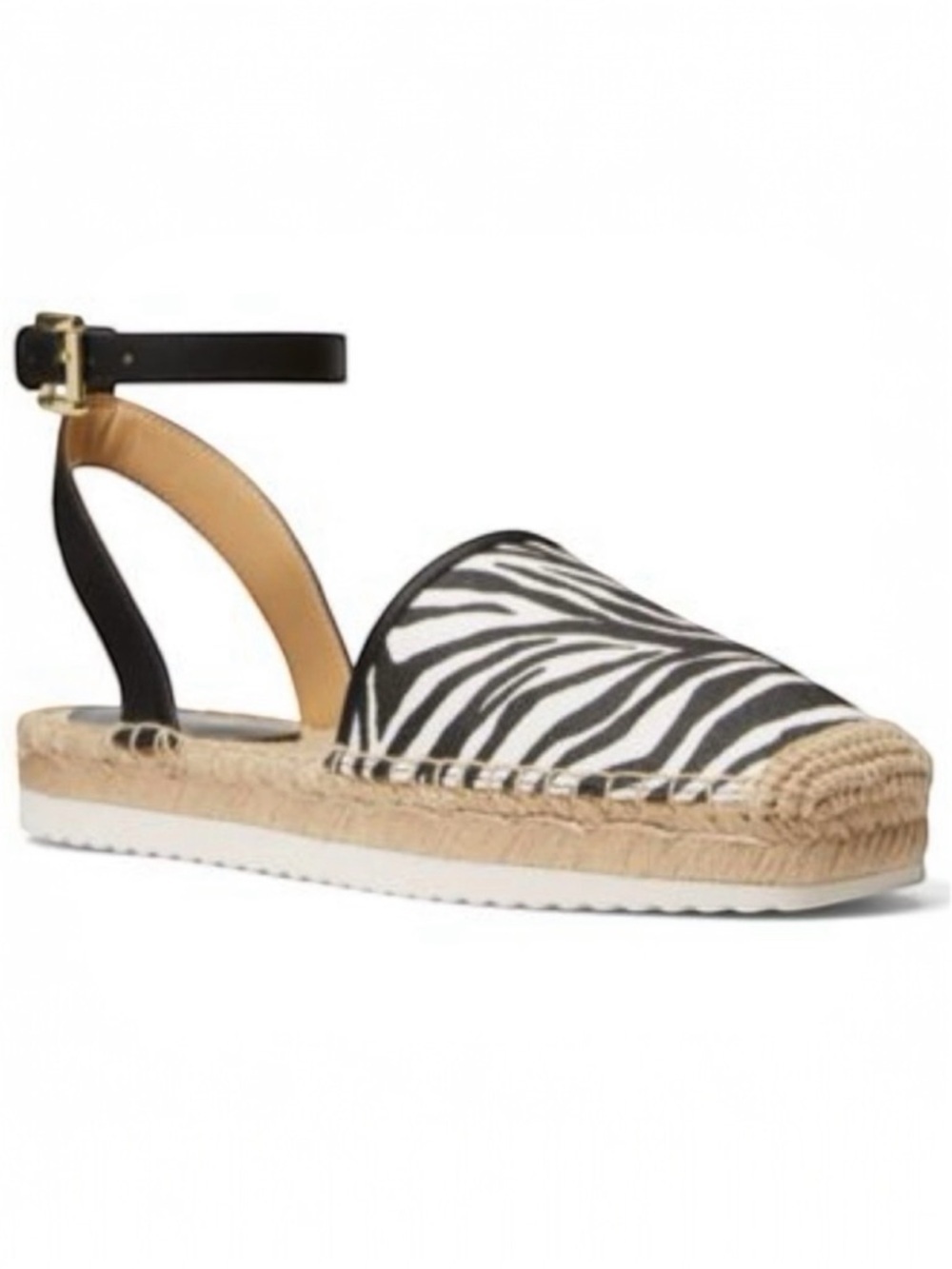 Michael Kors Black and White Animal Zebra Print Espadrille Flats Size 7.5